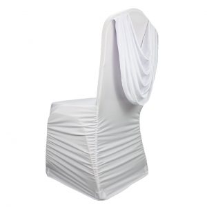 Spandex Chair Cover with Ruched Swag Back - White