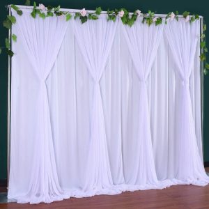 10ft White Backdrop Curtain 3 Layer Sheer Drape for Hire