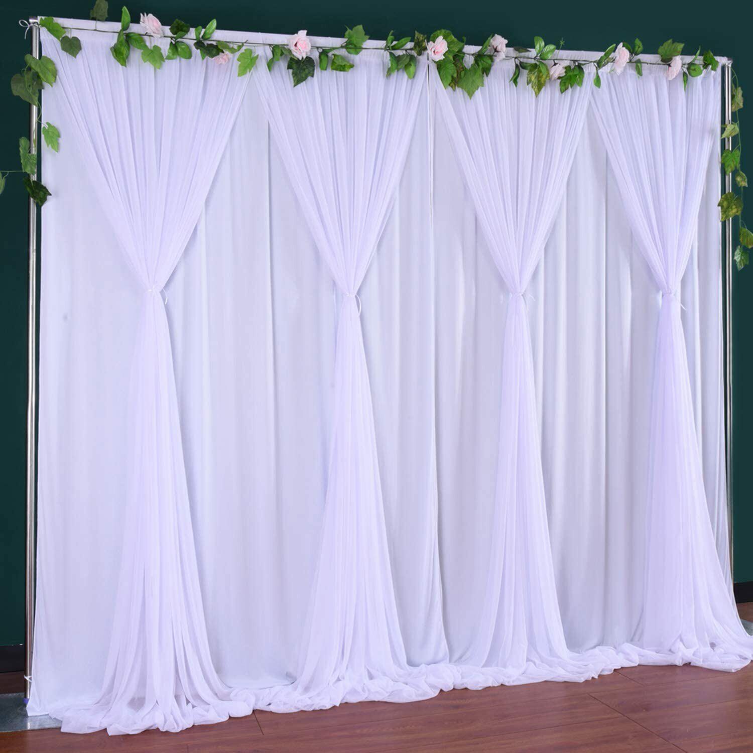 10ft White Backdrop Curtain 3 Layer Sheer Drape for Hire